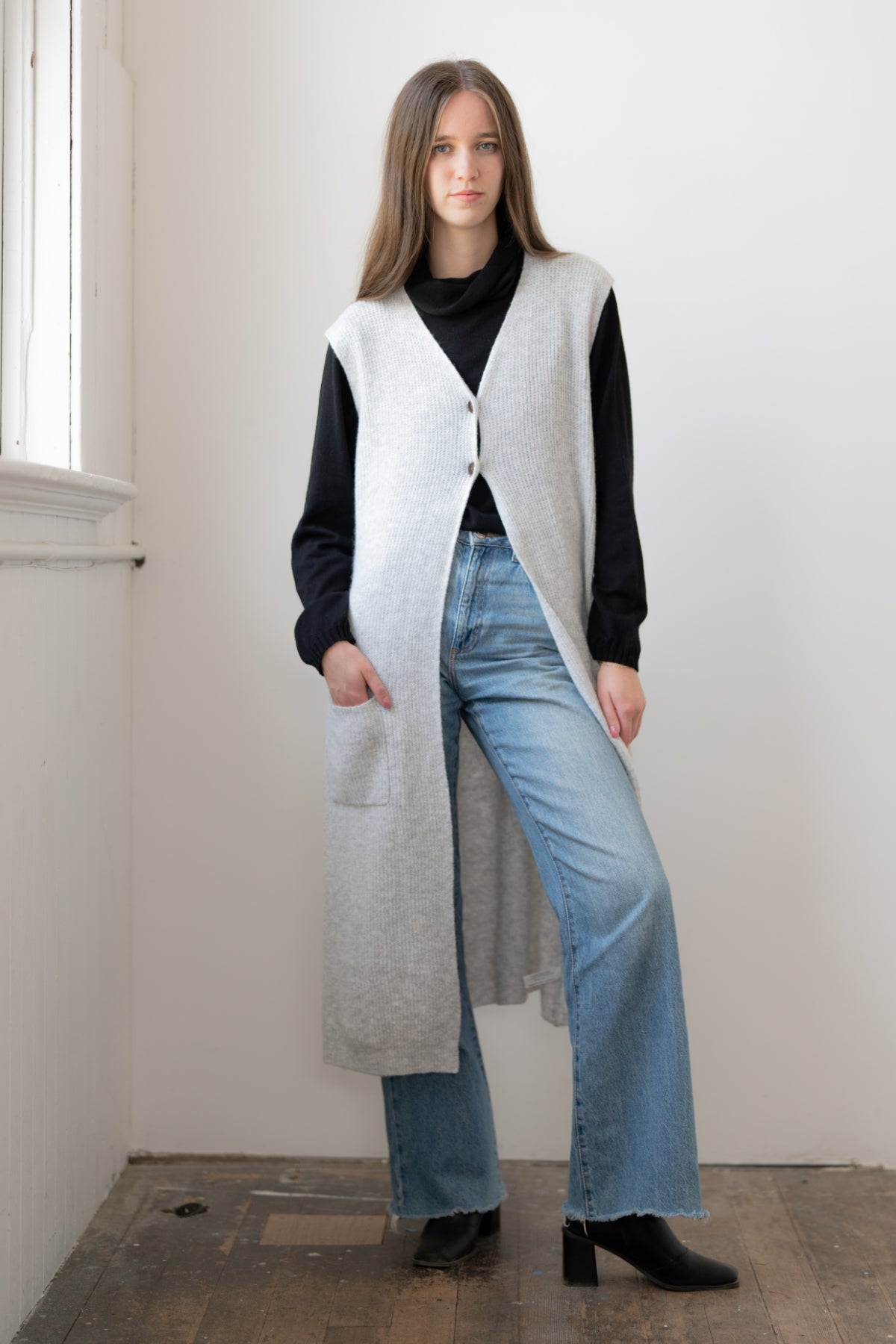 Long Vest with Pockets