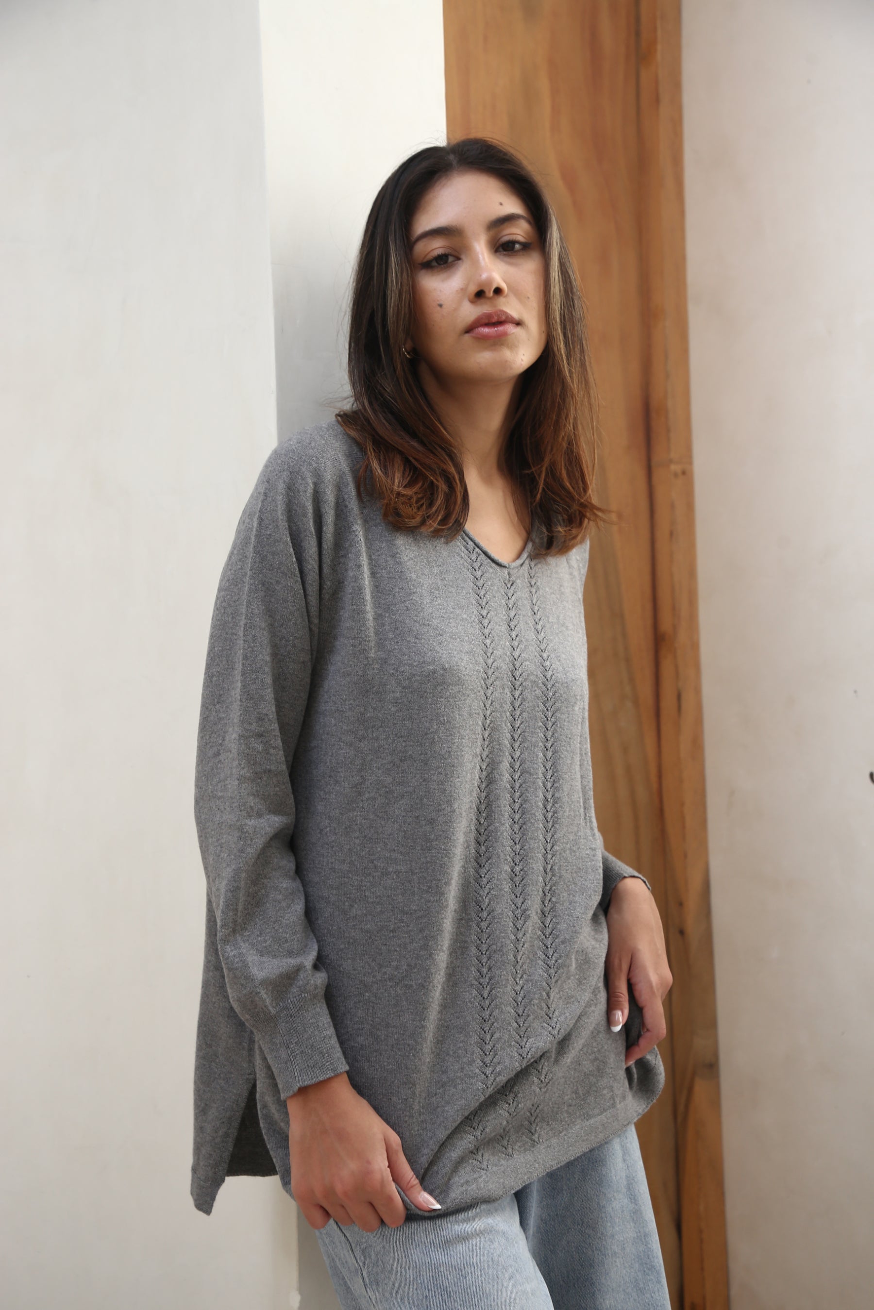 Tunic Cashmere Blend V Neck