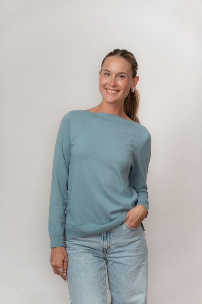 Boat Neck Bamboo Sweater - Echo Verde Clothing