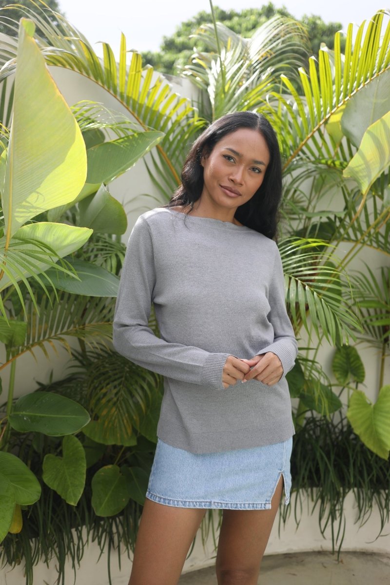 Boat Neck Bamboo Sweater - Echo Verde Clothing