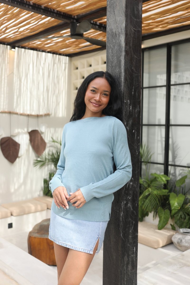 Boat Neck Bamboo Sweater - Echo Verde Clothing