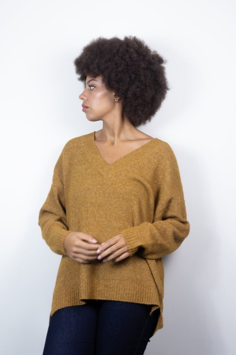 Boyfriend V Neck Sweater Gold