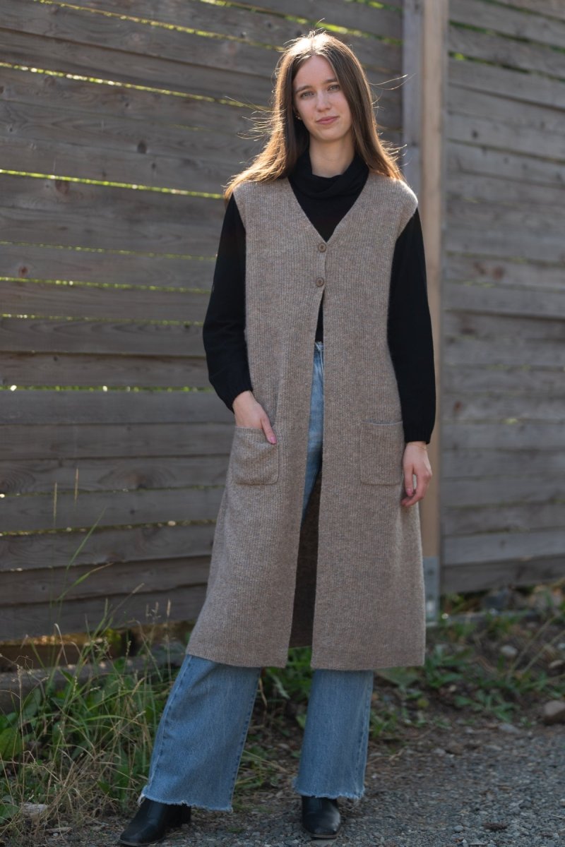 Long Vest with Pockets - Echo Verde Clothing