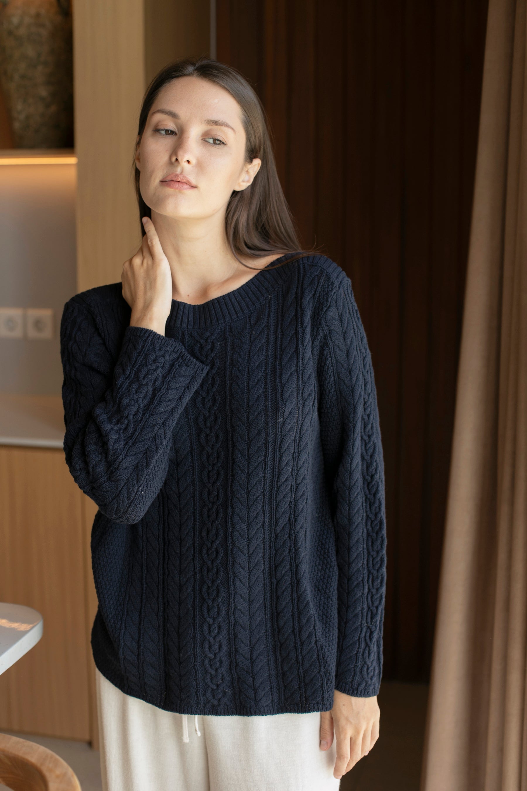Cable Bay Crew Sweater
