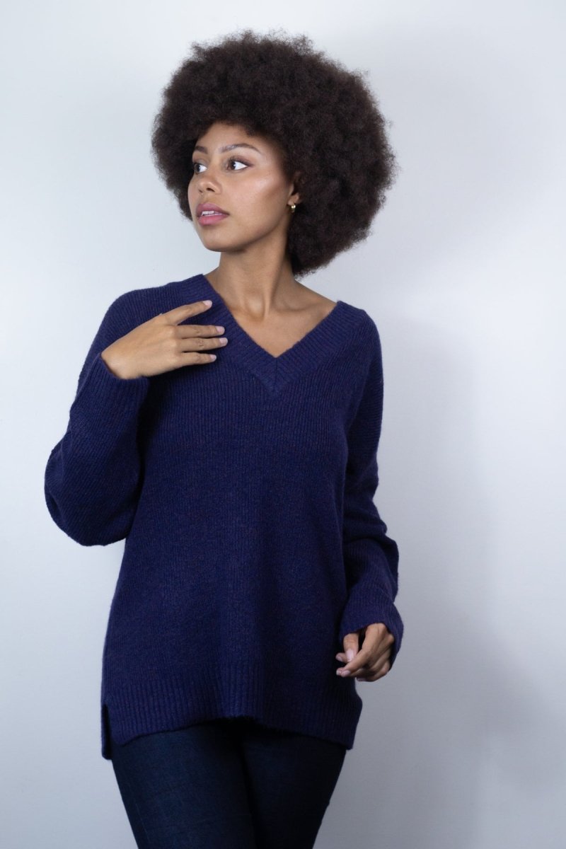 Boyfriend V Neck Sweater purple