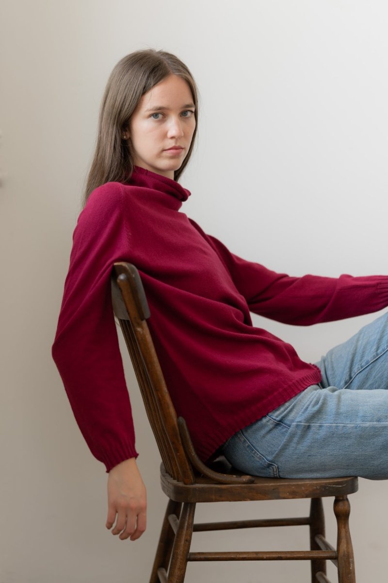 Mock Neck Soft Boyfriend Sweater from Echo Verde, sustainable clothing