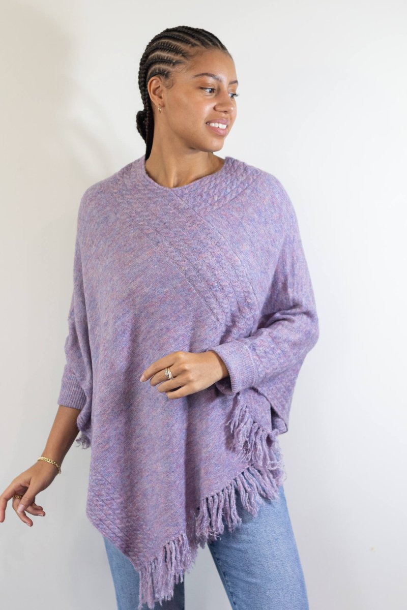 Poncho with Fringe - Echo Verde Clothing