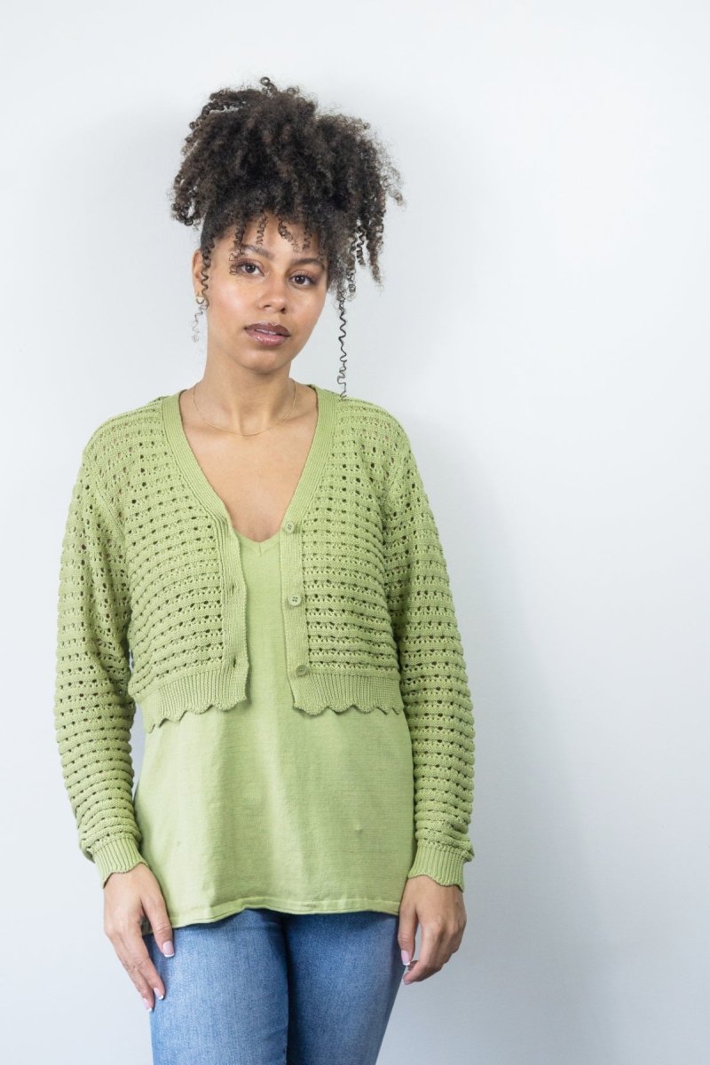 Crochet crop organic cotton cardigan