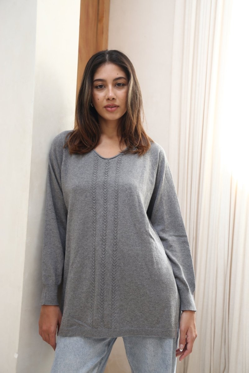 Tunic Cashmere Blend V Neck - Echo Verde Clothing